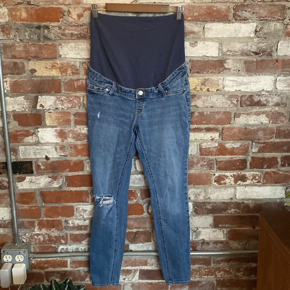 & Denim Mama Maternity Ripped Skinny Ankle Length Jeans Size S